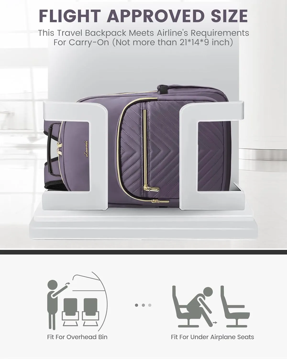 LOVEVOOK Laptop Backpack Purse for Women, Large Capacity Travel Business Computer Work Bag, Quilted Casual Nurse Backpack for Womens, Fit 15.6 Inch Laptop with USB Port, Purple Grey