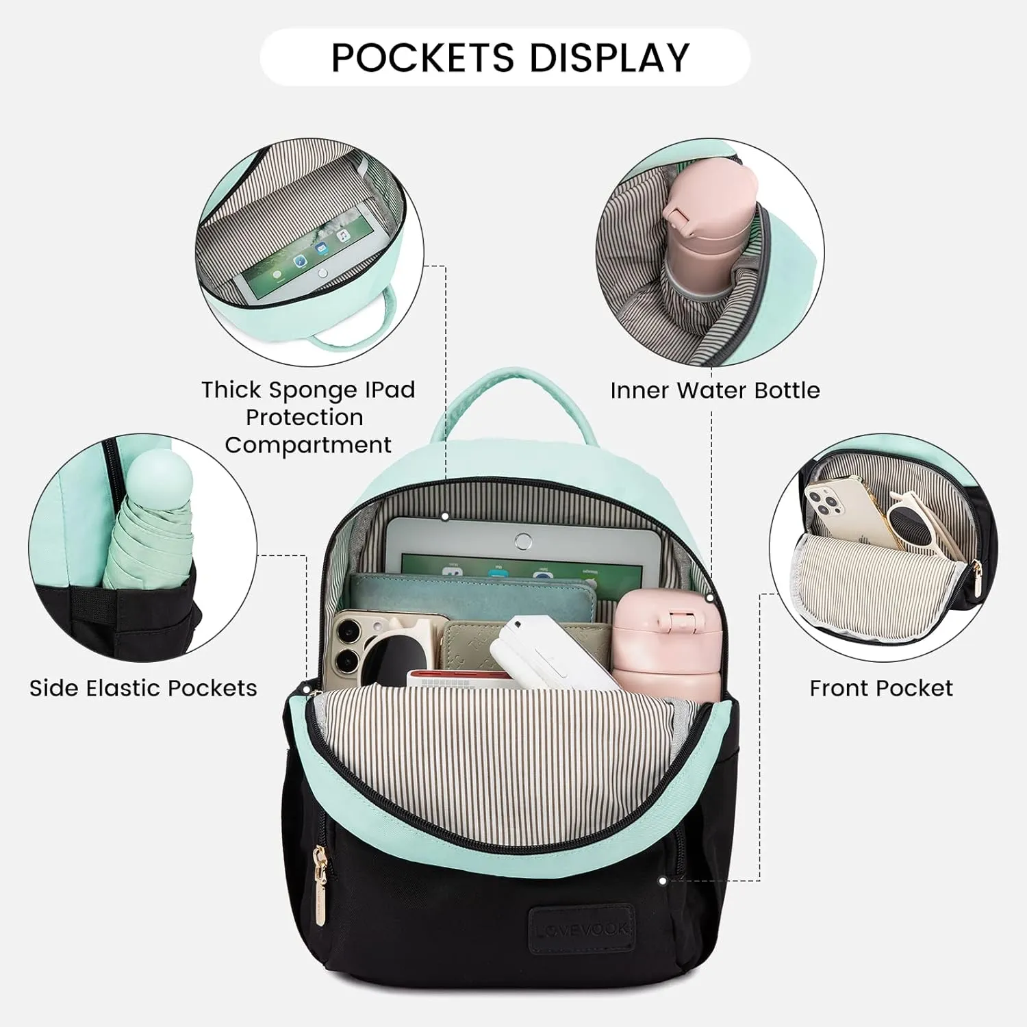 LOVEVOOK Mini Backpack for Women Light Weight Small Waterproof Backpack Purses Daily Backpack…