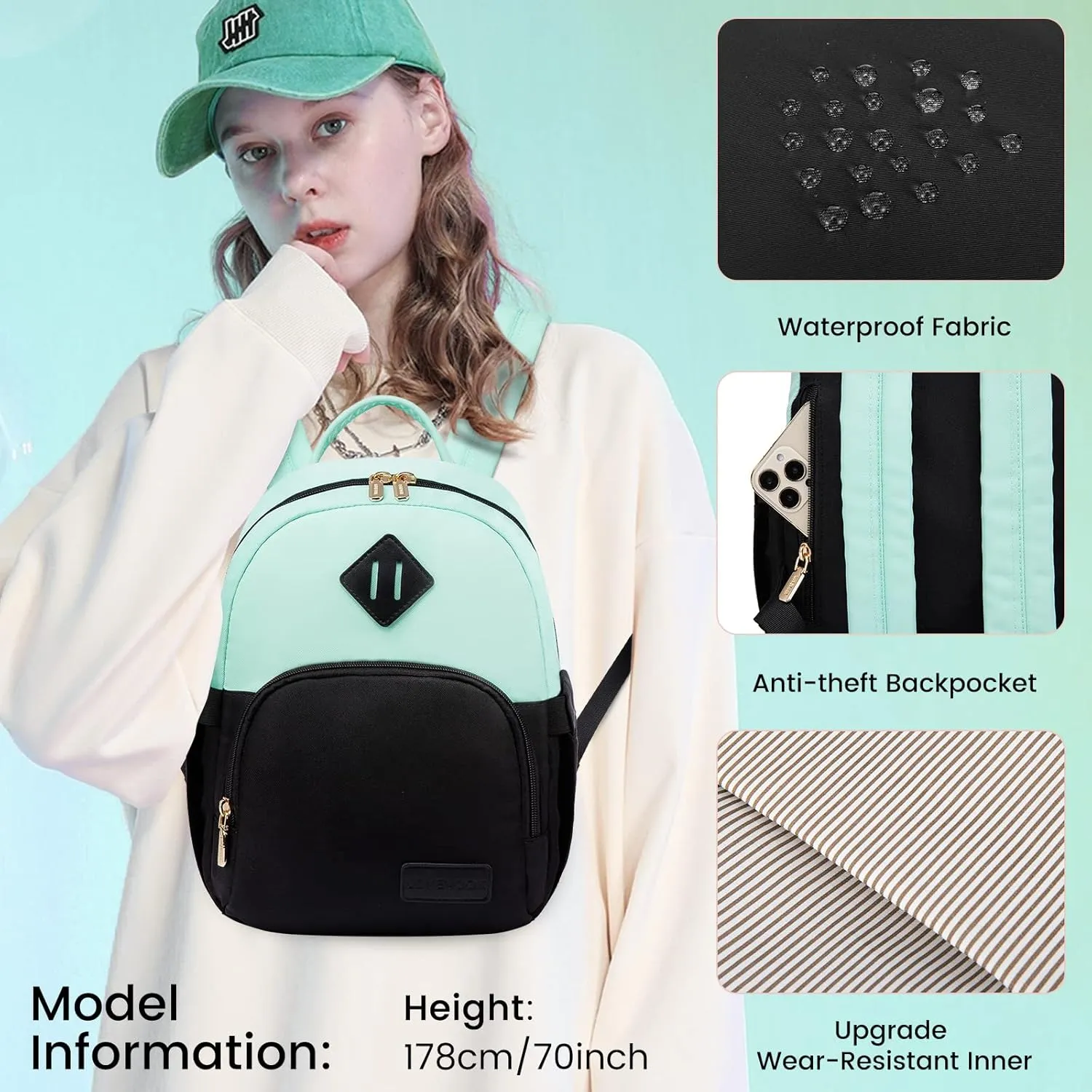 LOVEVOOK Mini Backpack for Women Light Weight Small Waterproof Backpack Purses Daily Backpack…