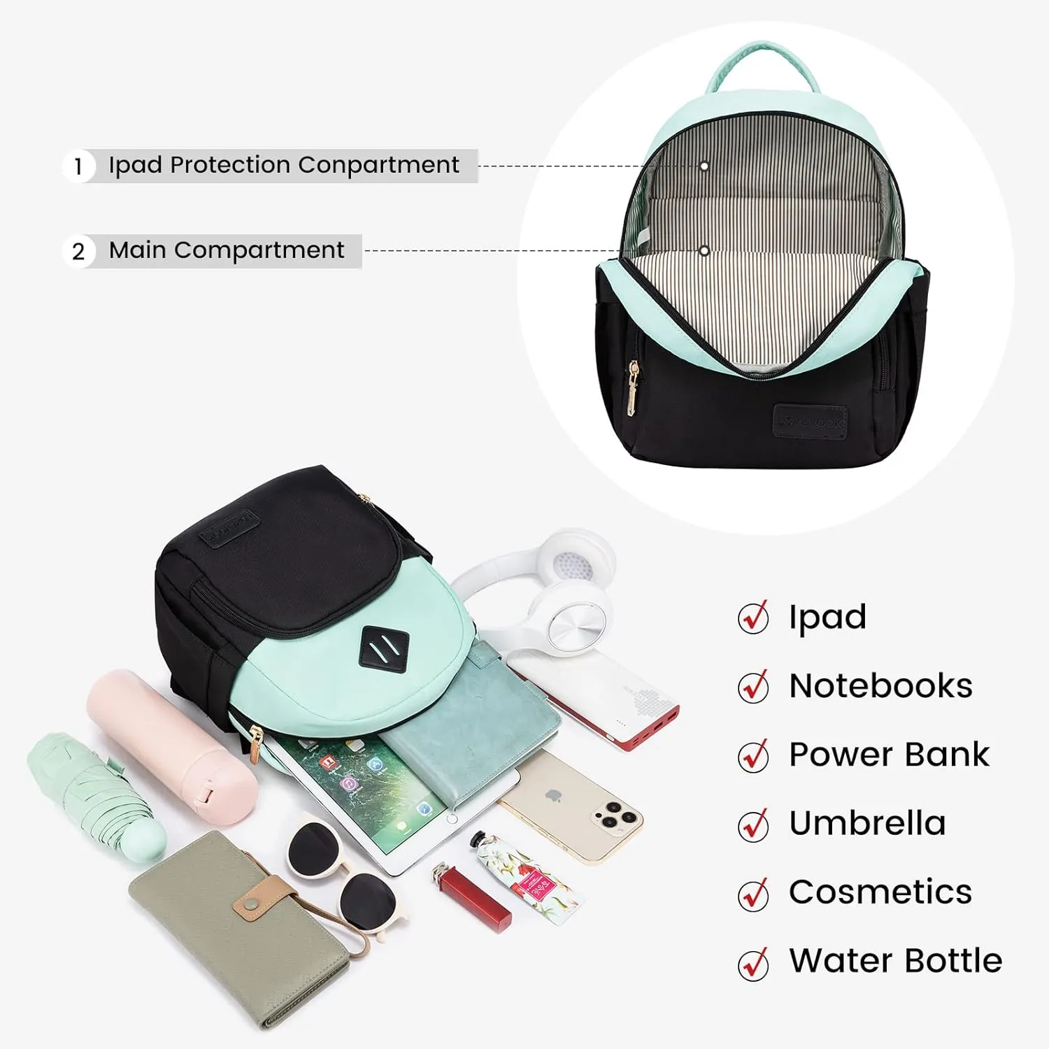 LOVEVOOK Mini Backpack for Women Light Weight Small Waterproof Backpack Purses Daily Backpack…