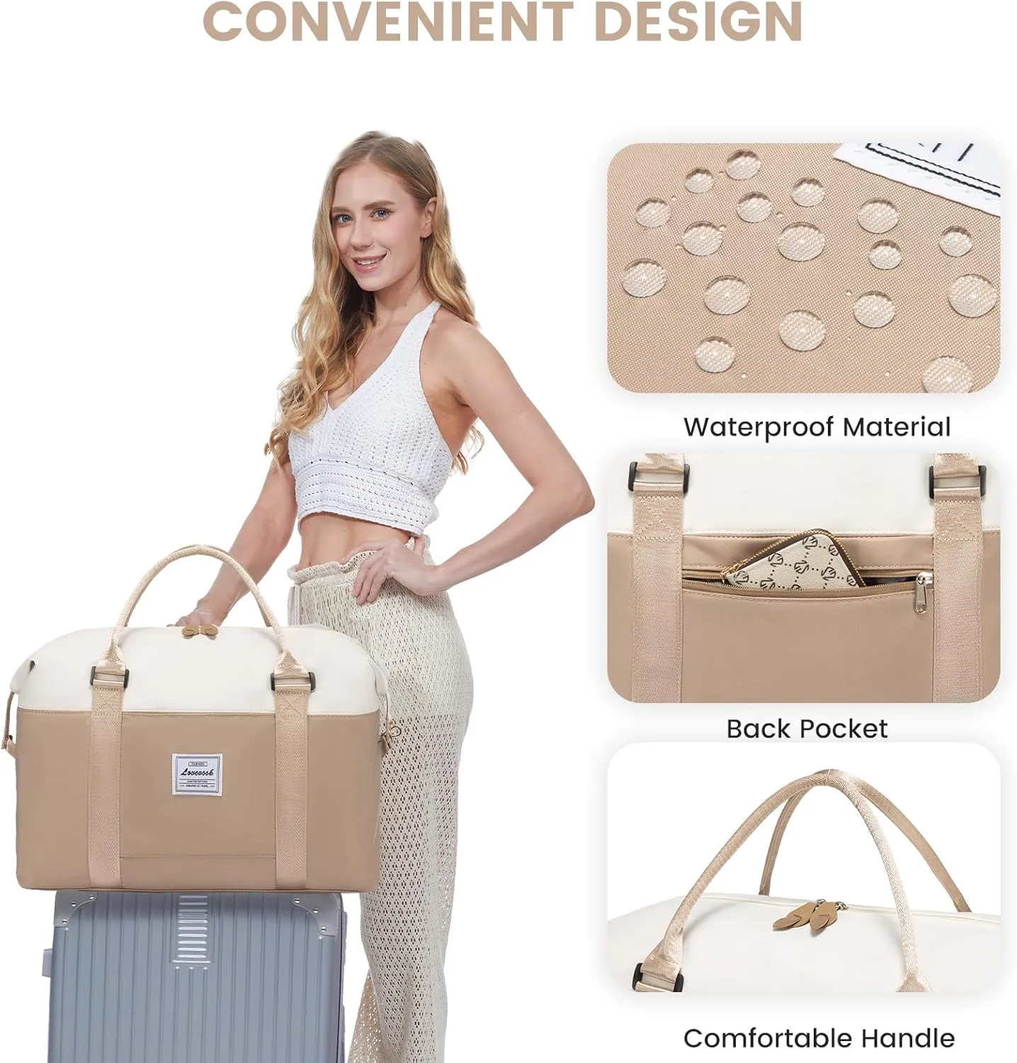 LOVEVOOK Weekender Bag for Women Cute Travel Tote Bag Gym Duffel Bag with Toiletry Bag Carry On Bag Overnight Hospital Bag
