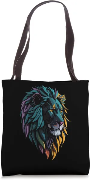 Low Poly Lion Head Artwork Tote Bag