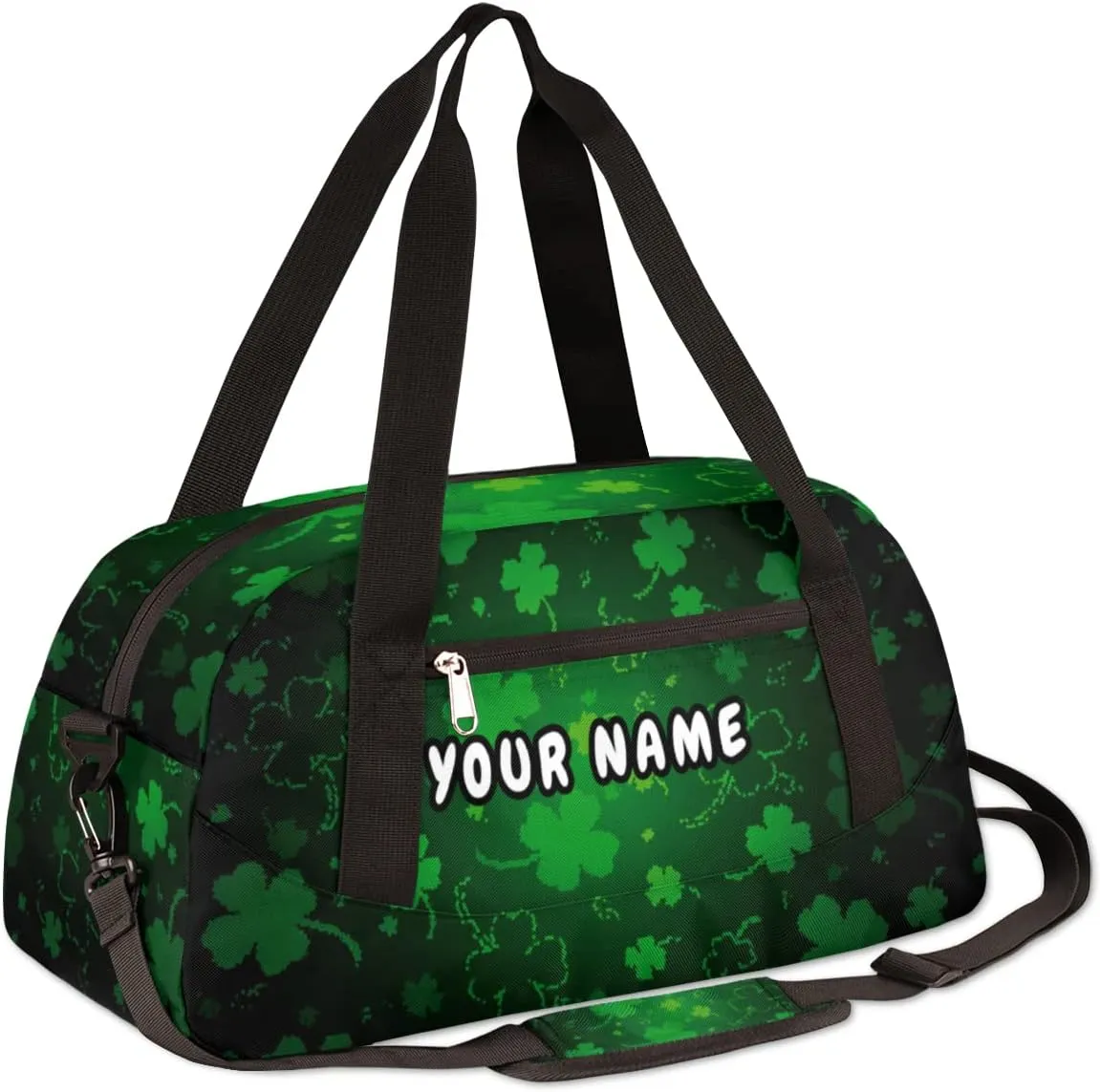 Lucky Clovers Personalized Kids Duffel Bag for Girls Boys, Clovers Debris Custom Name Dance Bag Overnight Small Duffel Bag Carry On Weekend Sports Travel Bag for School Practice Gymnastics Ballet