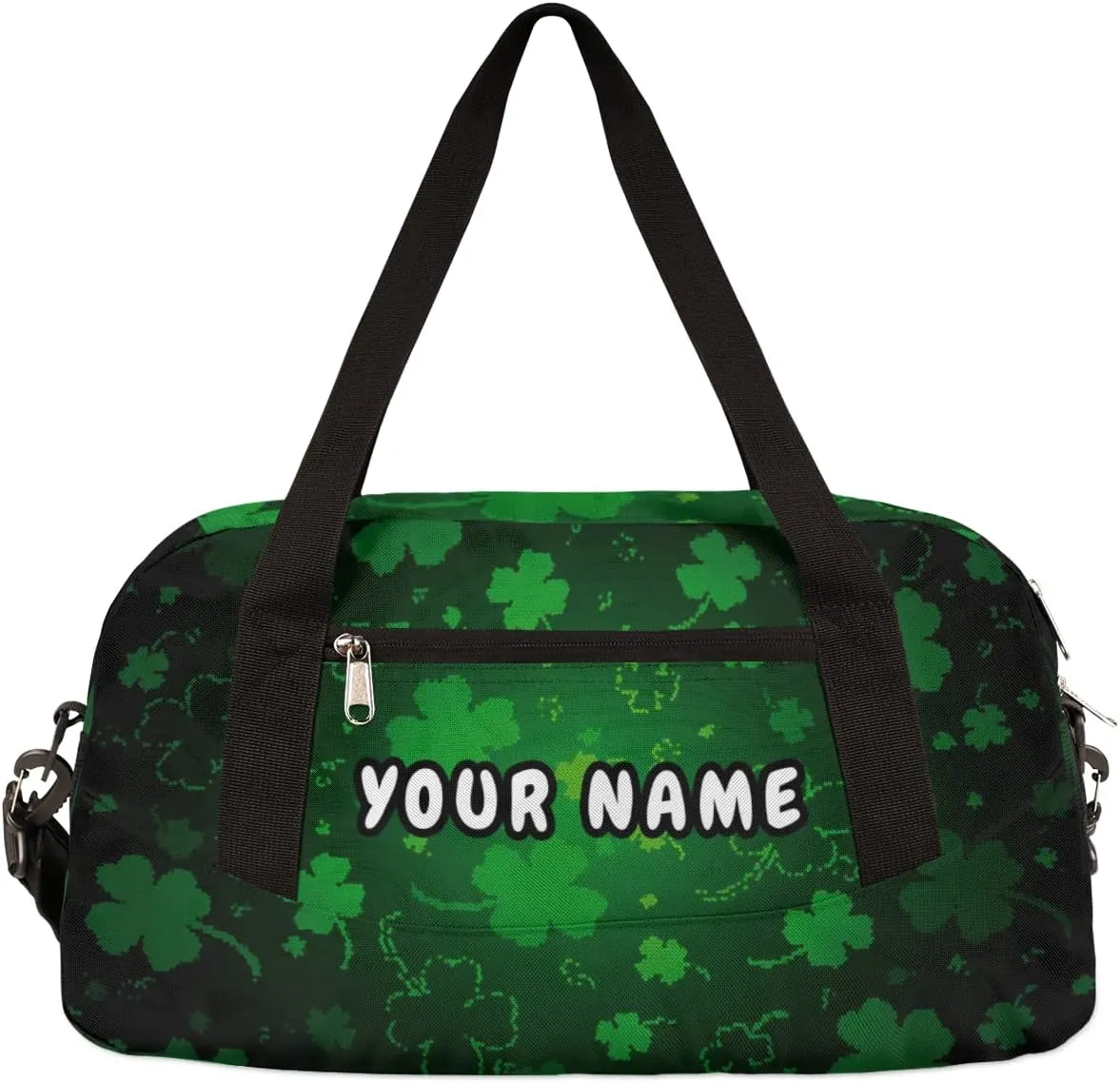 Lucky Clovers Personalized Kids Duffel Bag for Girls Boys, Clovers Debris Custom Name Dance Bag Overnight Small Duffel Bag Carry On Weekend Sports Travel Bag for School Practice Gymnastics Ballet