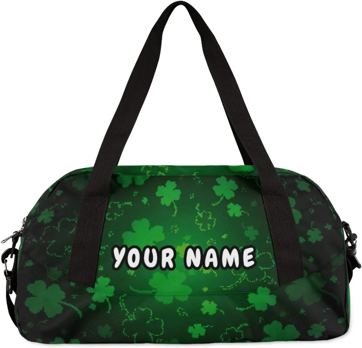 Lucky Clovers Personalized Kids Duffel Bag for Girls Boys, Clovers Debris Custom Name Dance Bag Overnight Small Duffel Bag Carry On Weekend Sports Travel Bag for School Practice Gymnastics Ballet