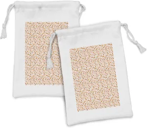 Lunarable Candy Corn Fabric Pouch Set of 2, Halloween Themed Demonstration of Candies Treats, Small Drawstring Bag for Toiletries Masks and Favors, 9" x 6", Orange White