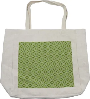 Lunarable Emerald Shopping Bag, Civilization Inspired Pattern with Geometric Elements Arrows Squares, Eco-Friendly Reusable Bag for Groceries Beach and More, 15.5" X 14.5", Cream