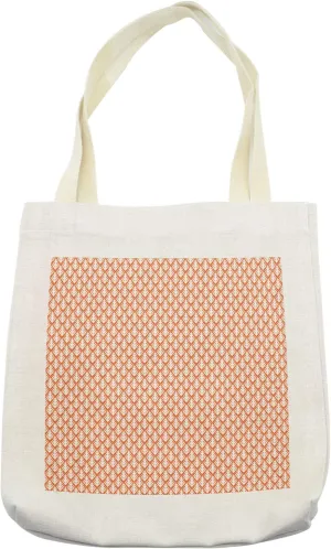 Lunarable Geometric Tote Bag, Prehistoric Aztec Inspired Diamond Shape Design Abstract Tree Branches, Cloth Linen Reusable Bag for Shopping Books Beach and More, 16.5" X 14", Cream