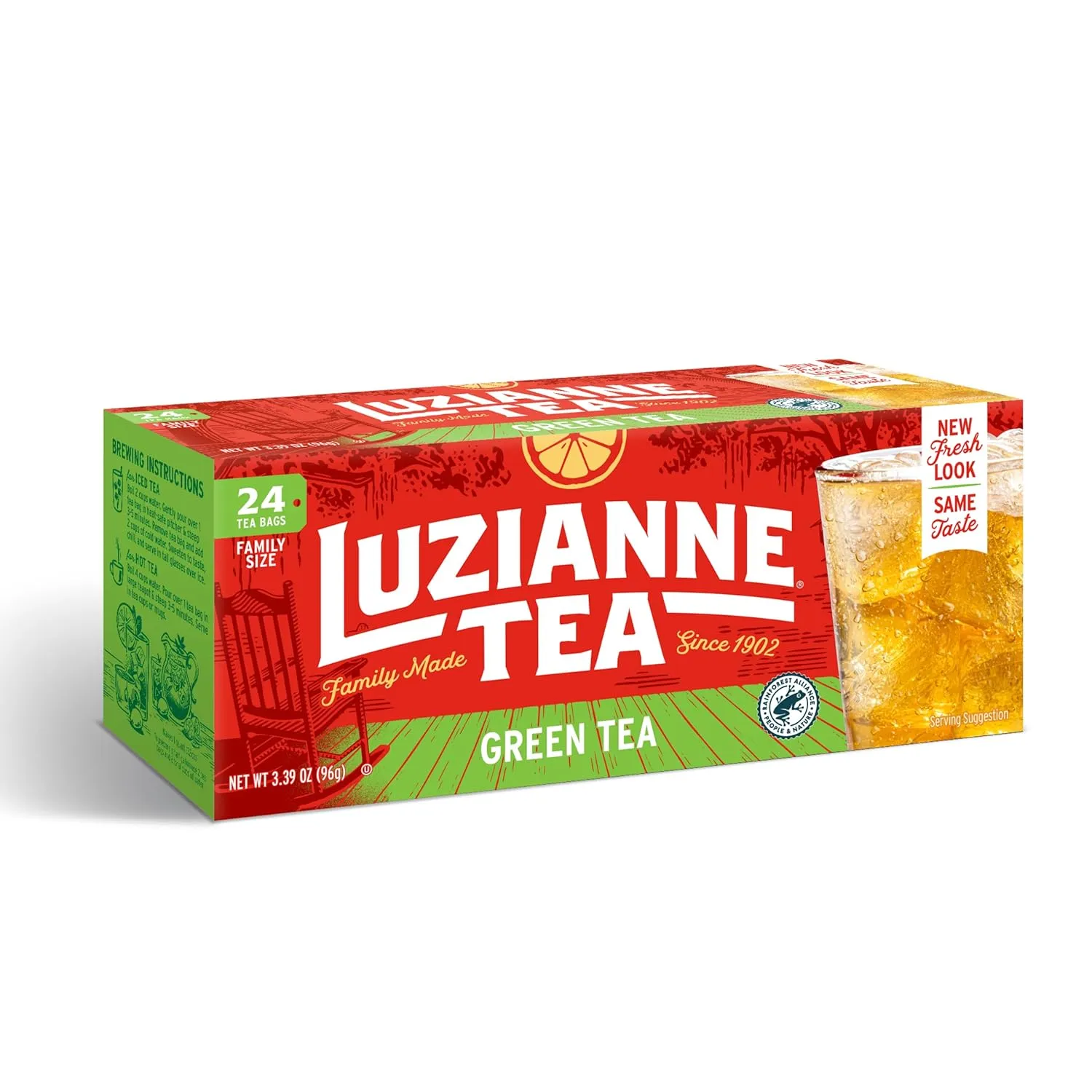 Luzianne Green Tea Bags, Family Size, 24ct Box (Pack of 6)