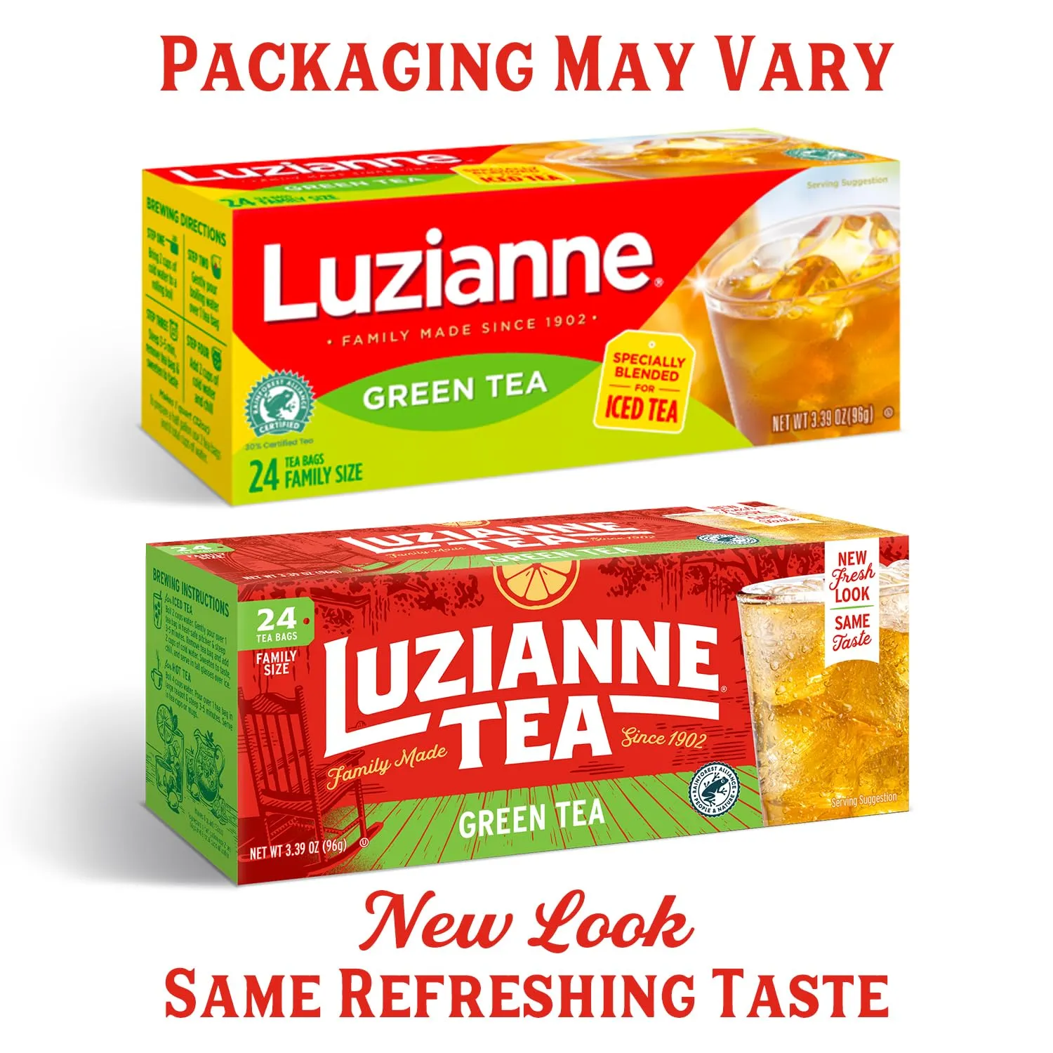 Luzianne Green Tea Bags, Family Size, 24ct Box (Pack of 6)