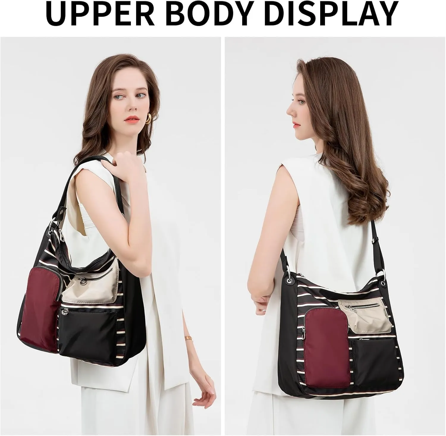 LV BAZAAR INC Women's shoulder crossbody bag Travel crossbody bag large size streak Nylon backpack with multiple pockets