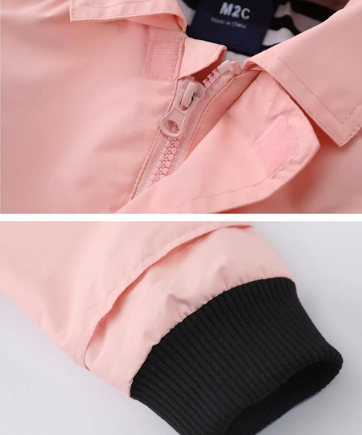M2C Boys Girls Hooded Cotton Lined Rain Jacket Light Windbreaker