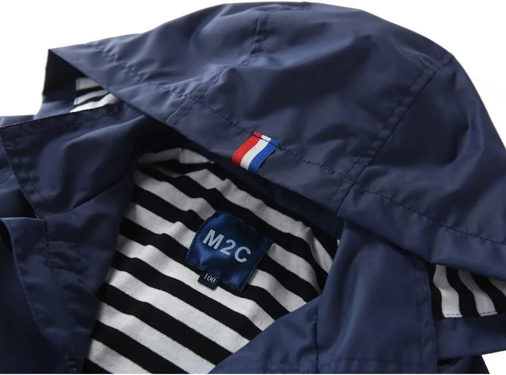 M2C Boys Girls Hooded Cotton Lined Rain Jacket Light Windbreaker