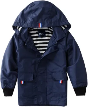 M2C Boys Girls Hooded Cotton Lined Rain Jacket Light Windbreaker