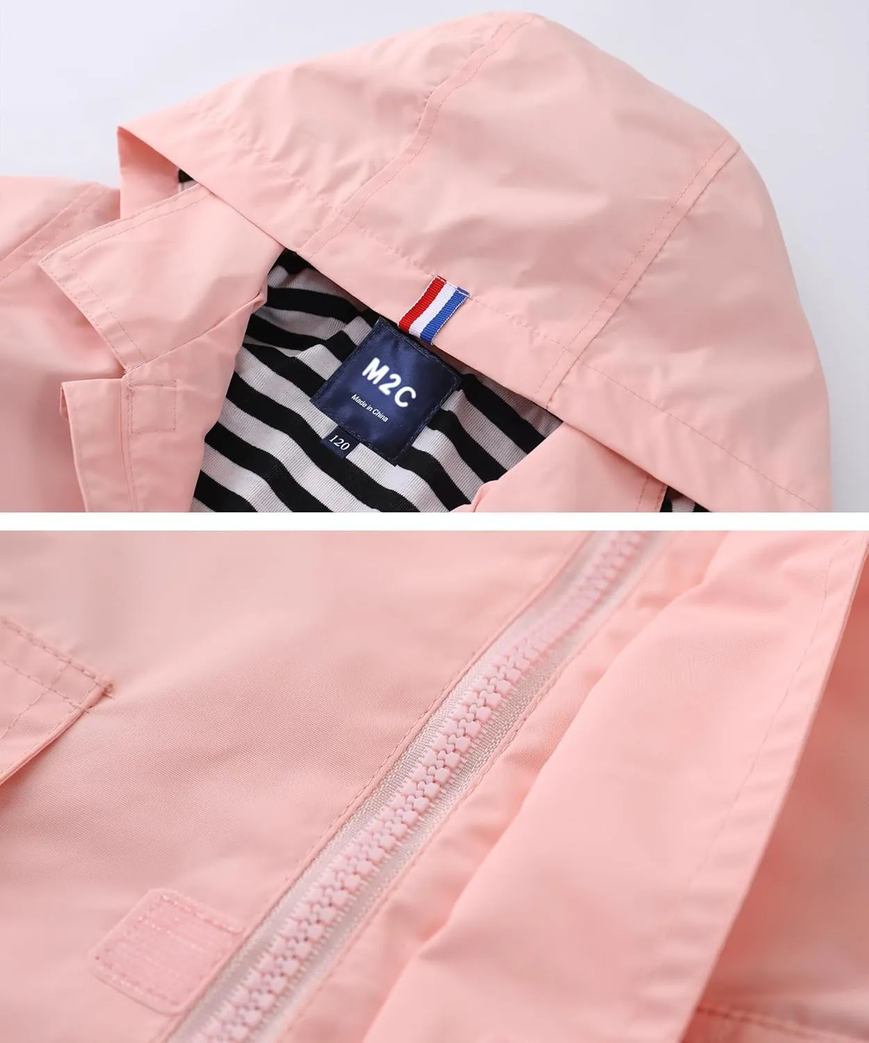 M2C Boys Girls Hooded Cotton Lined Rain Jacket Light Windbreaker