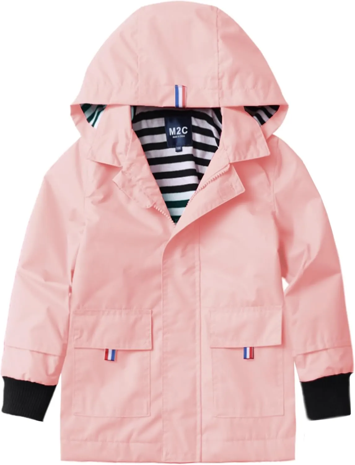 M2C Boys Girls Hooded Cotton Lined Rain Jacket Light Windbreaker