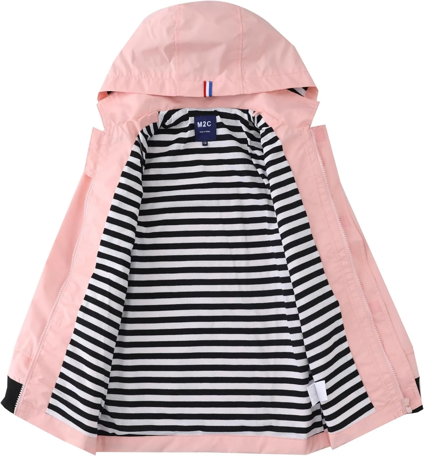 M2C Boys Girls Hooded Cotton Lined Rain Jacket Light Windbreaker