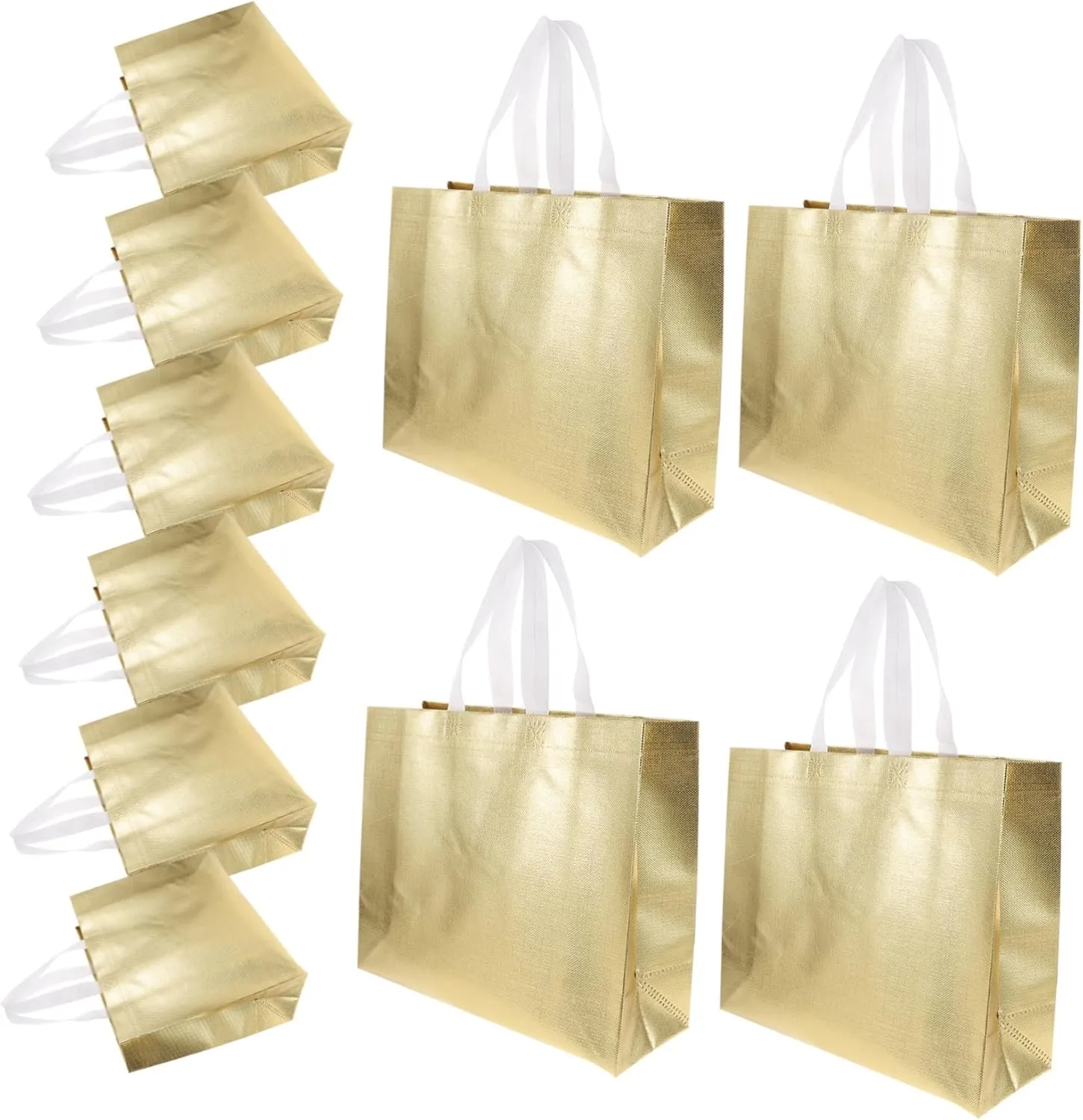 MAGICLULU Iridescent Finish Reusable Present Tote Bags Heavy Duty Party Bags Gold Tinge 10pcs Set