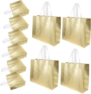 MAGICLULU Iridescent Finish Reusable Present Tote Bags Heavy Duty Party Bags Gold Tinge 10pcs Set