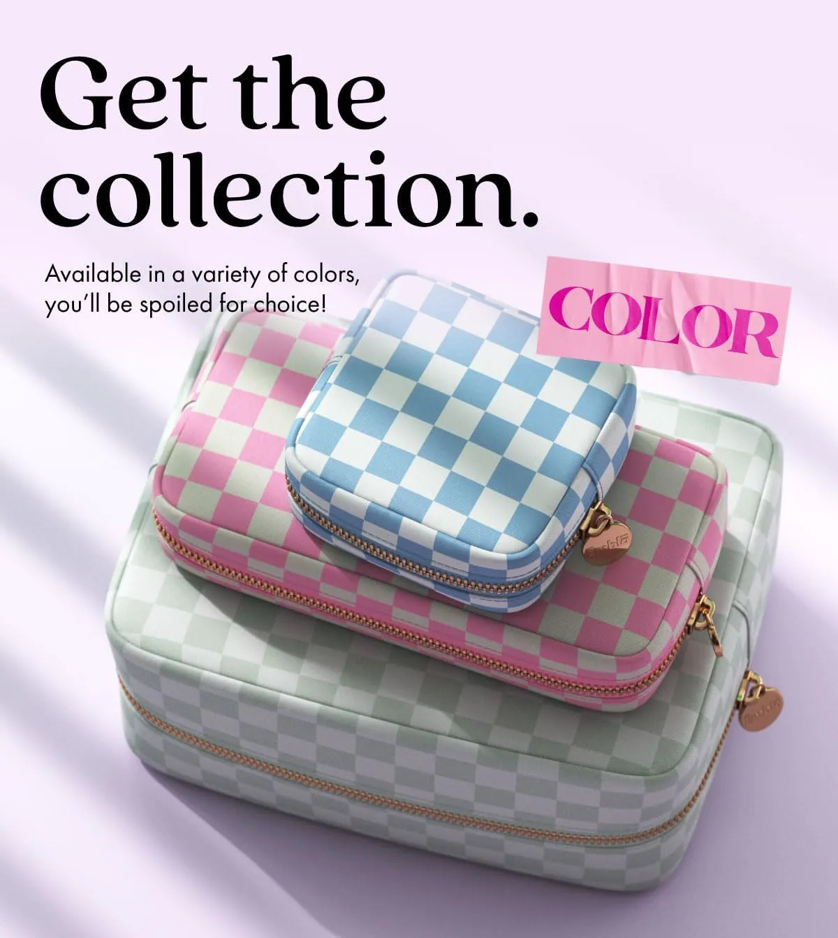 Makeup Bag Travel Cosmetics Pouch and Toiletry Bag, Nylon Zipper Pouch Purse, Cute Make Up Organizer Storage Tote for Women Girls,Travel Skincare Case, Small Makeup Case, Mint Green Checkered