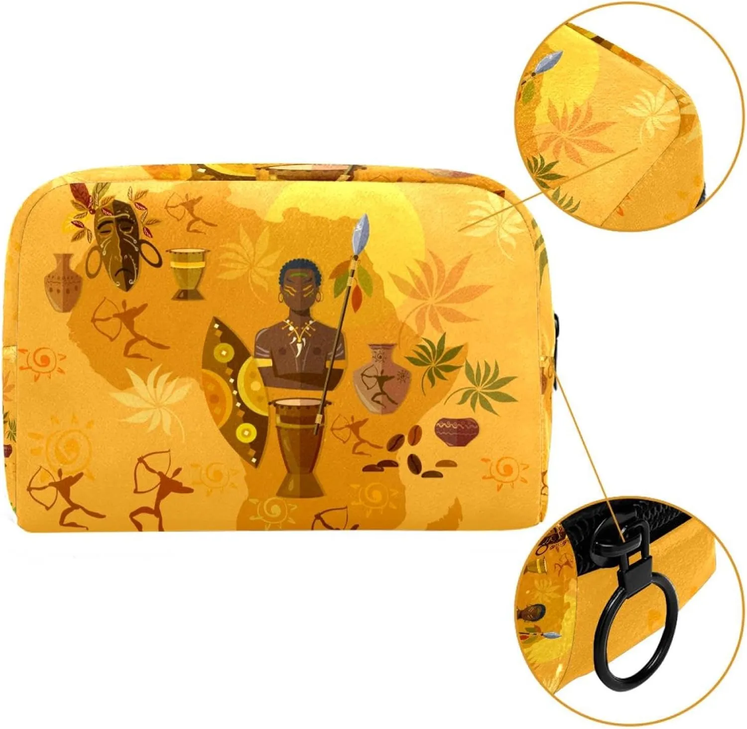 Makeup Organizer Bag, Funny Africa Map illustration Pencil Case Cosmetic Storage Bag Portable Toiletry Pouch for Women, Men, Traveling, School