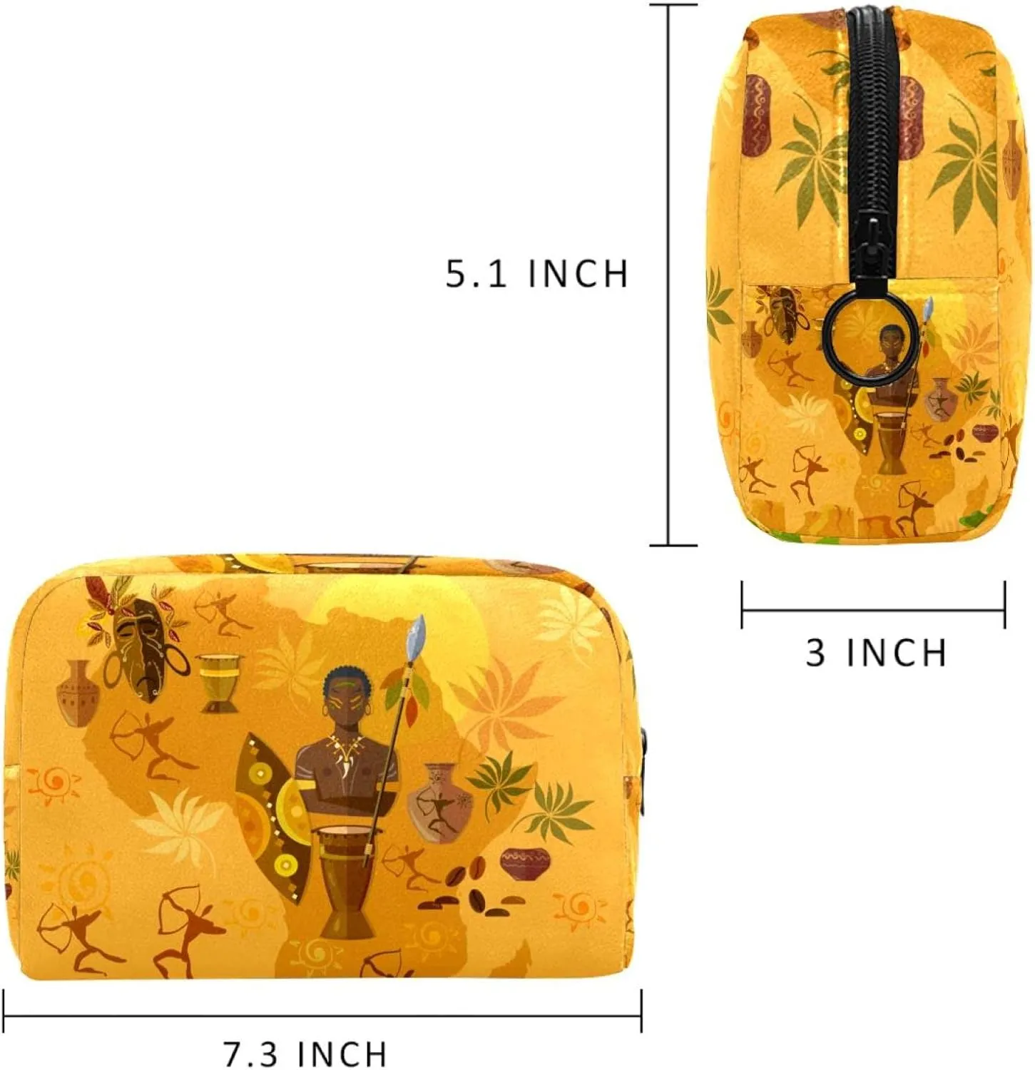 Makeup Organizer Bag, Funny Africa Map illustration Pencil Case Cosmetic Storage Bag Portable Toiletry Pouch for Women, Men, Traveling, School