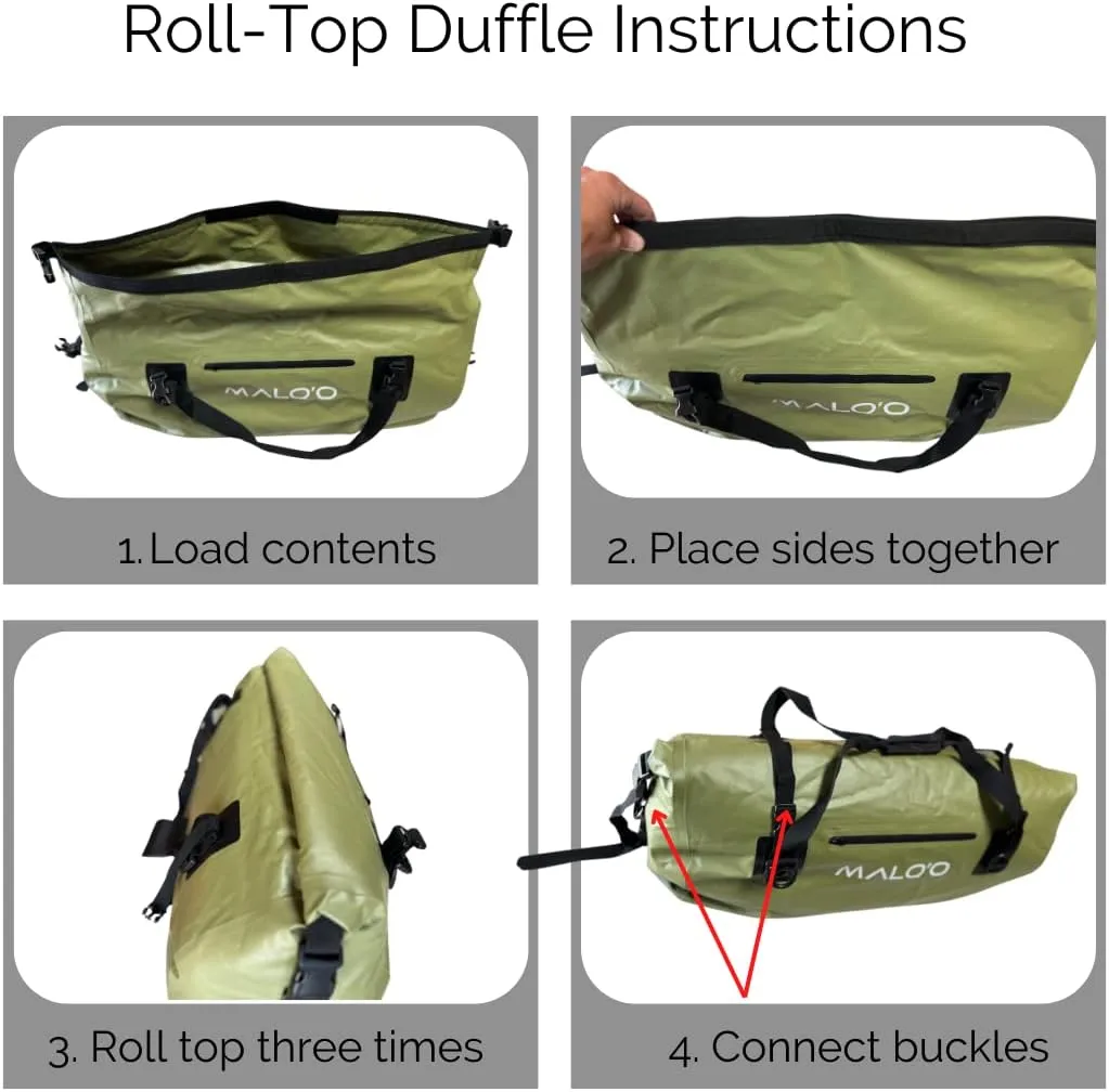 Malo'o Waterproof Roll-Top Duffel - 100L - Keep Gear Dry for Outdoor Adventures - Pockets & Molle Loops