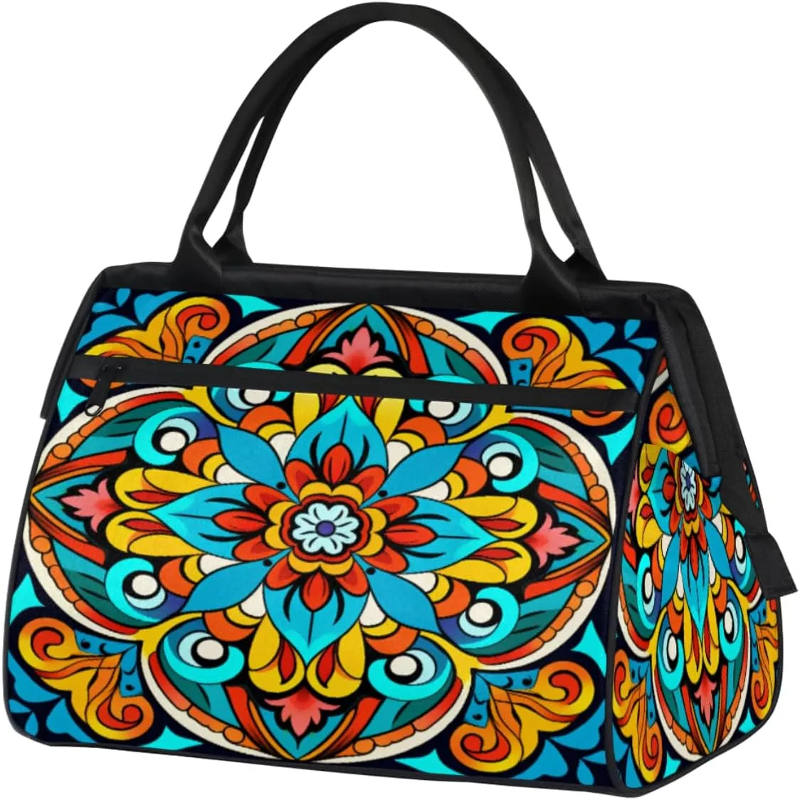 Mandala Maya Traditional Pattern Travel Duffle Bag, Waterproof Duffel Bag Weekender Overnight Carry On Bag Lightweight Sport Gym Bag for Men Women