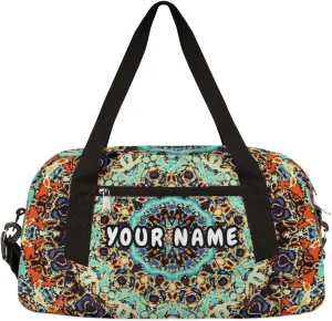 Mandala Personalized Kids Duffel Bag for Girls Boys, Mandala Debris Custom Name Dance Bag Overnight Small Duffel Bag Carry On Weekend Sports Travel Bag for School Practice Gymnastics Ballet