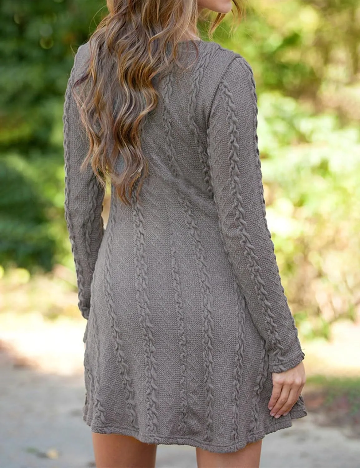 Mansy Sweater Dress for Women Cable Knit Ribbed A-Line Short Fitted Pullover Sweaters Dresses Fall Winter