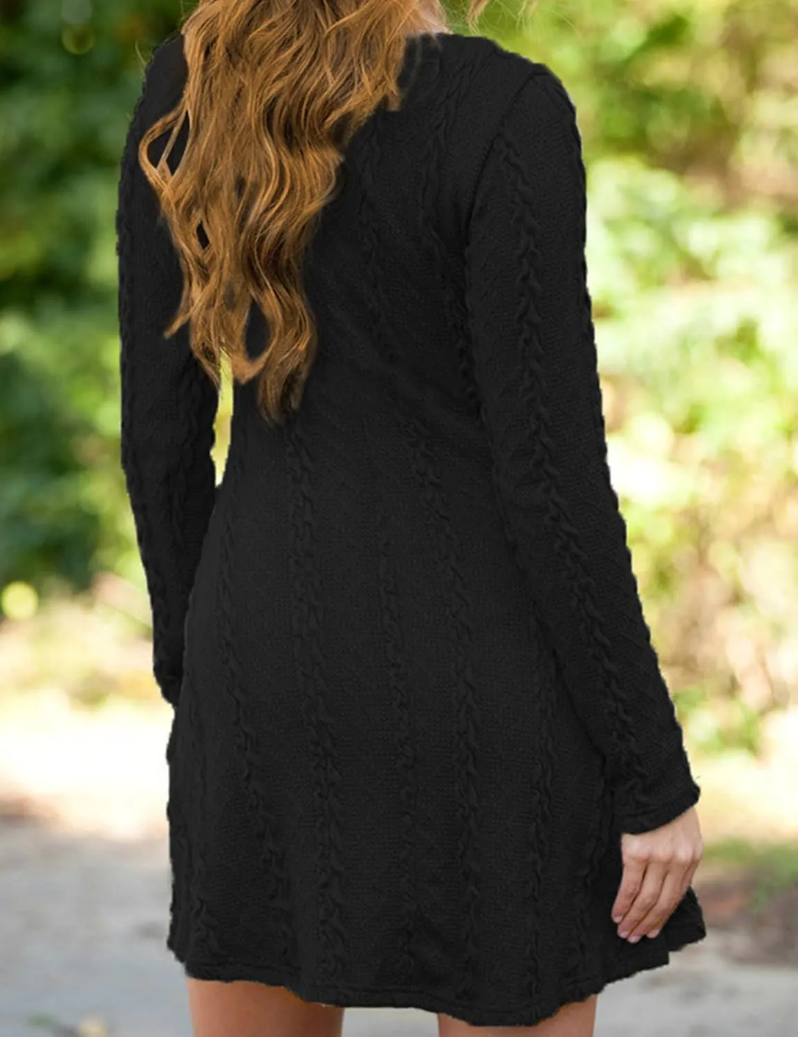 Mansy Sweater Dress for Women Cable Knit Ribbed A-Line Short Fitted Pullover Sweaters Dresses Fall Winter