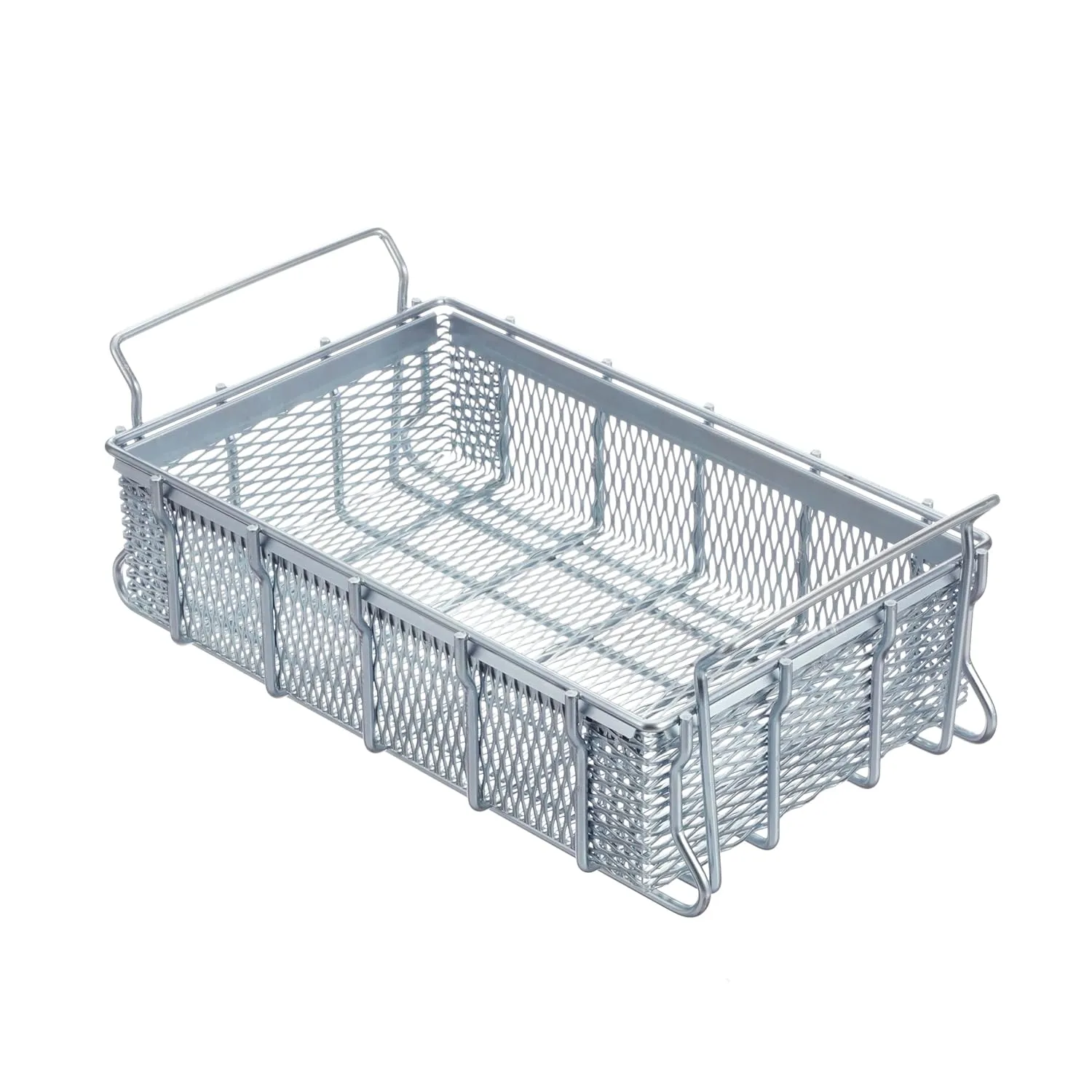 Marlin Steel Expanded Metal Tote Basket, Plain Steel, Zinc Plated (16"L x 10"W x 4.5"H)