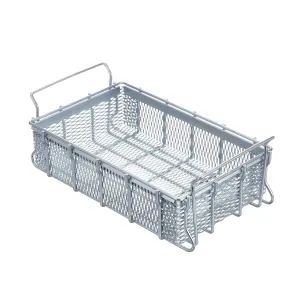 Marlin Steel Expanded Metal Tote Basket, Plain Steel, Zinc Plated (16"L x 10"W x 4.5"H)