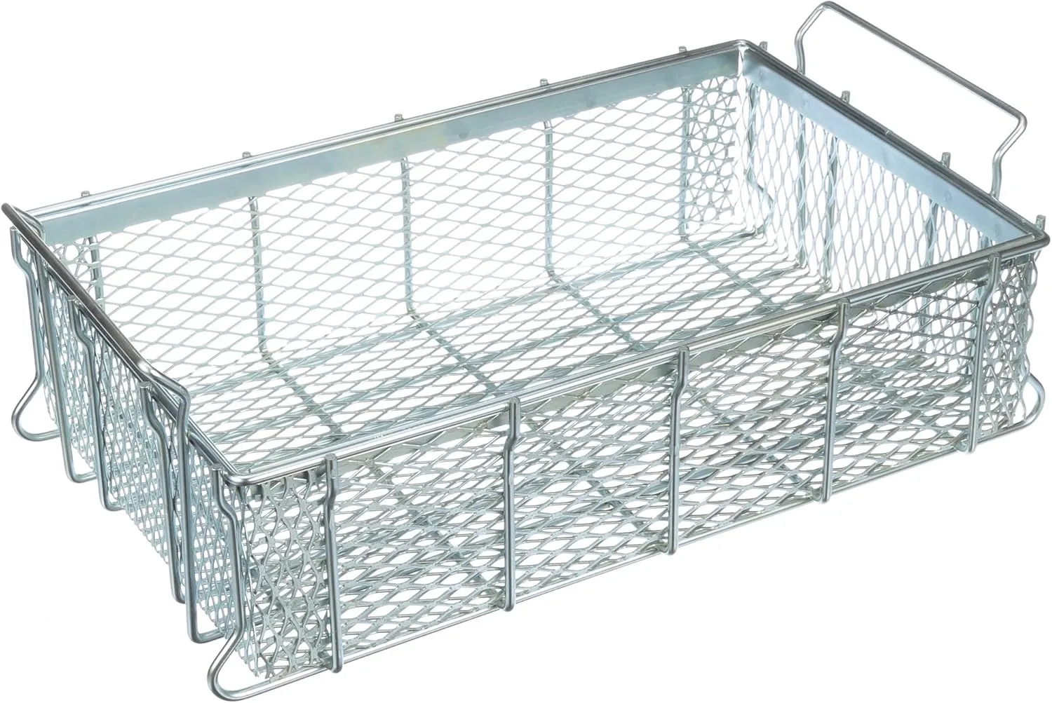 Marlin Steel Expanded Metal Tote Basket, Plain Steel, Zinc Plated (21"L x 13.25"W x 6"H)