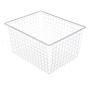 Marlin Steel Plain Steel Wire Tote Basket, White Powder Coat (17"L x 21"W x 11.25"H)