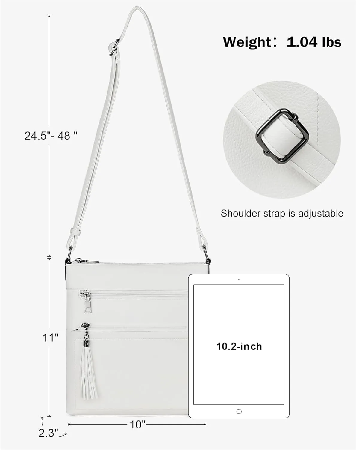 MASINTOR Crossbody Purses for Women, Multi Pocket Casual Crossbody Bag, Adjustable Strap Shoulder Bag with Tassel