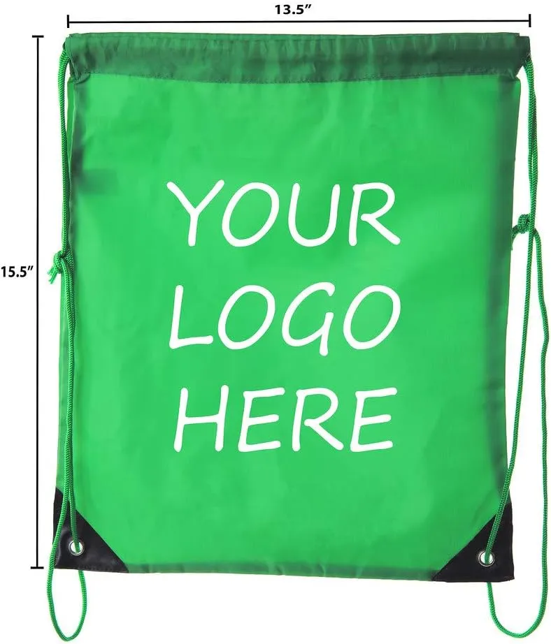 Mato & Hash Custom Bags With Your Logo | Promotional Drawstring Backpack - 50PK Forest Green CE2500