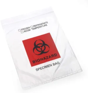 MediChoice Specimen Bag, Biohazard, Printed, Zip Closure, Polyethylene, 2 Millimeter, 8x10 Inch, Clear, 1314SB0810 (Case of 1000)