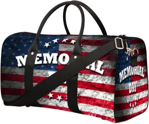 Memorial Day Travel Duffle Bag Waterproof Foldable Weekender Bags for Women and Men Durable Carry on Overnight Bag with Shoulder Strap Lightweight Sports Gym Tote Bag