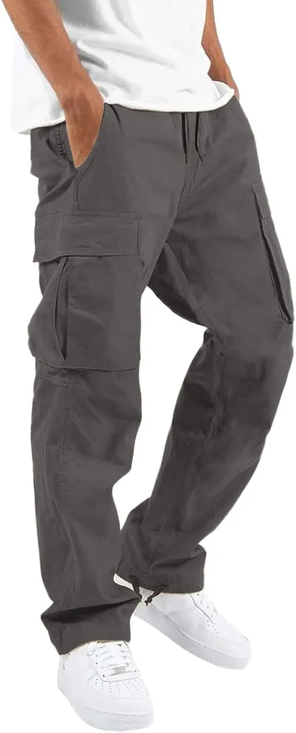 Men's Athletic Running Sweatpants Pants Straight-Leg Fitness Sports Men's Pants Casual Cargo Pants Workout Joggers