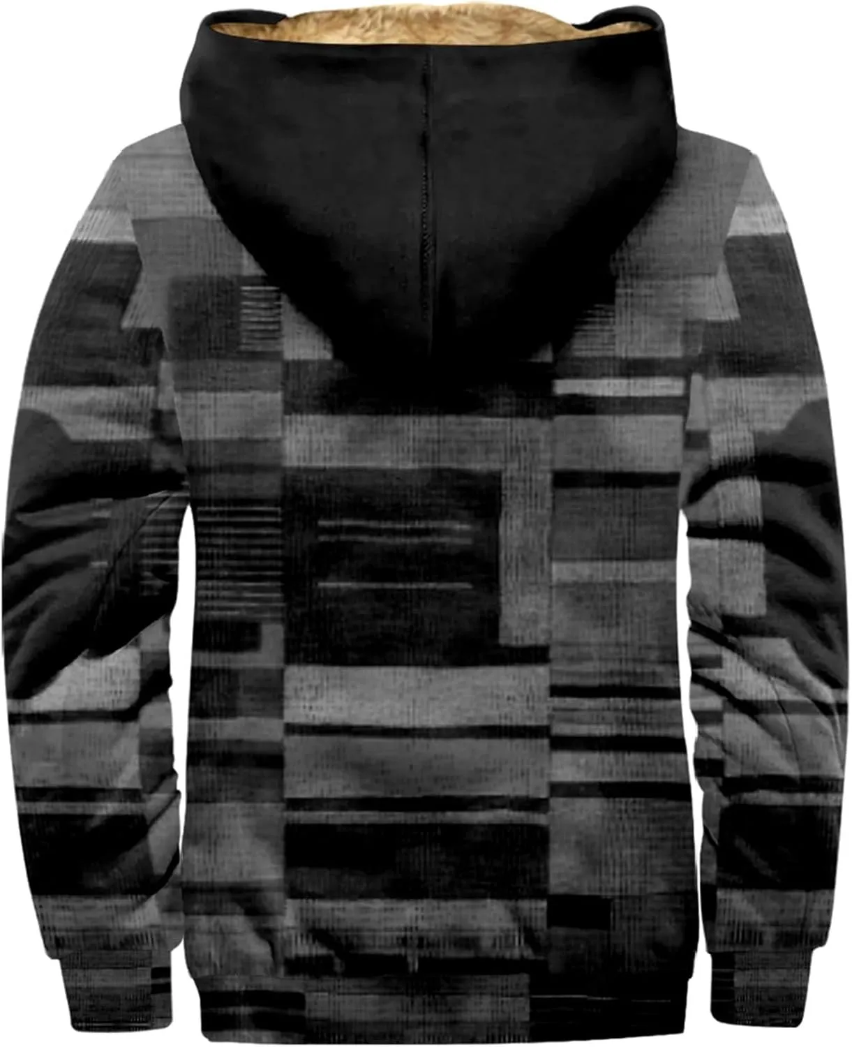 Mens Vintage Fleece Jacket Sherpa Lined Winter Coats Fall Winter Puffer Jacket Windproof Casual Hoodies with Pocket