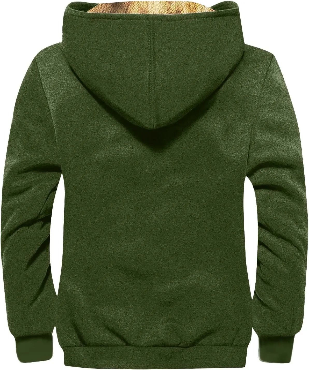 Men's Winter Jacket Fleece Sherpa Lined Sweatshirt Tops Printed Hoodies Hooded Outerwear Zipper Work Cargo Coats