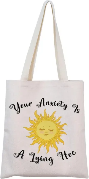 Mental Health Awareness Gift Your Anxiety Is A Lying Hoe Cosmetic Bag Self Care Gift Therapist Bag (Hoe Tote)