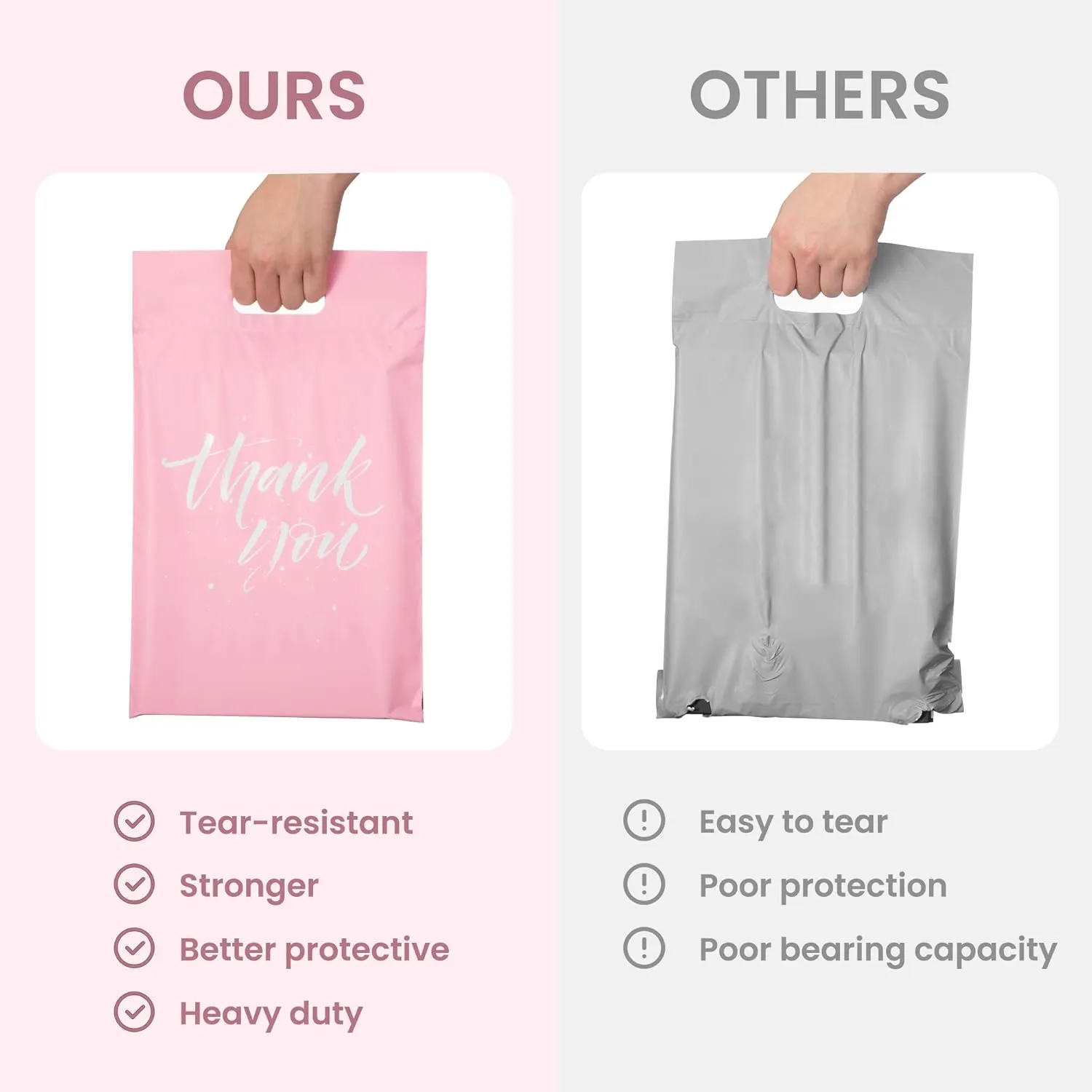 Metronic Poly Mailers 10x13 100 Pcs | Upgrade Design Shipping Bags with Handle | Plastic Mailing Bags for Small Business and Clothes | Thick Package Bags Christmas Poly Mailers Pink