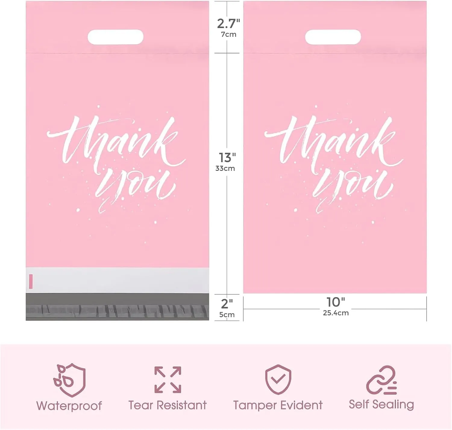 Metronic Poly Mailers 10x13 100 Pcs | Upgrade Design Shipping Bags with Handle | Plastic Mailing Bags for Small Business and Clothes | Thick Package Bags Christmas Poly Mailers Pink