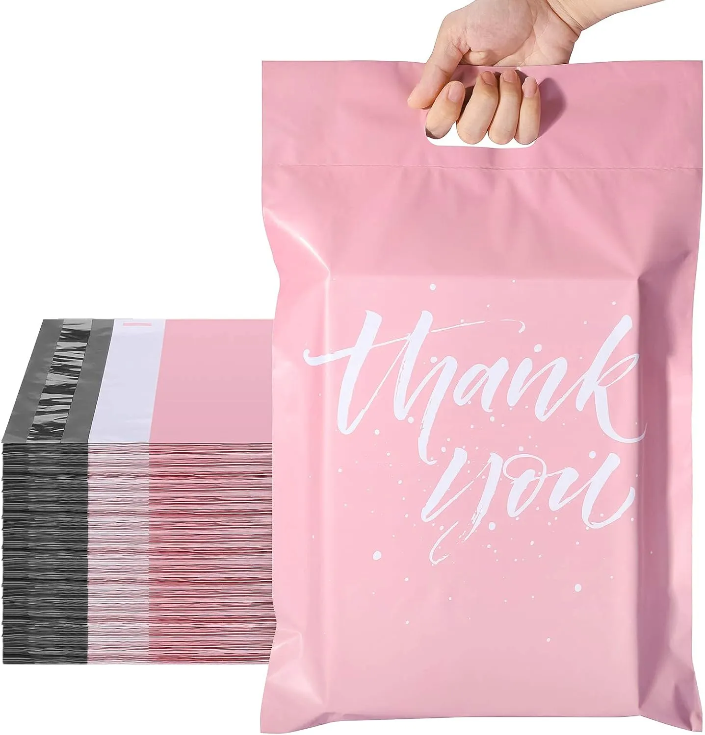 Metronic Poly Mailers 10x13 100 Pcs | Upgrade Design Shipping Bags with Handle | Plastic Mailing Bags for Small Business and Clothes | Thick Package Bags Christmas Poly Mailers Pink