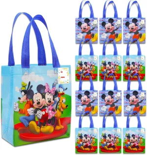 Mickey and Friends Party Favor Bags Set – 12 Pack of 8" Mickey Mouse Party Goodie Bags for Kids Bulk Reusable Totes | Disney Birthday Party Supplies