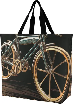 Microphone with Music Notes Tote Bag for Women Reusable Grocery Shoulder Bag Shopping Bags for Travel, Groceries