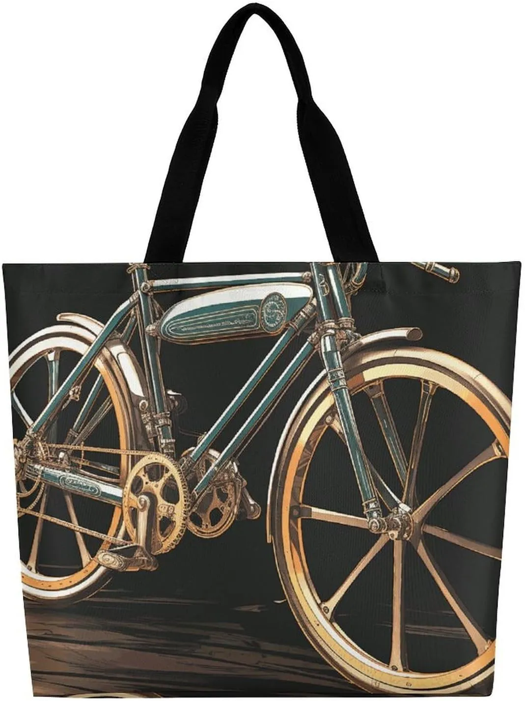 Microphone with Music Notes Tote Bag for Women Reusable Grocery Shoulder Bag Shopping Bags for Travel, Groceries
