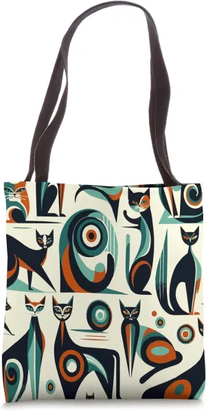 Midcentury Mid Century Cat Retro Atomic Age Space Modern Tote Bag